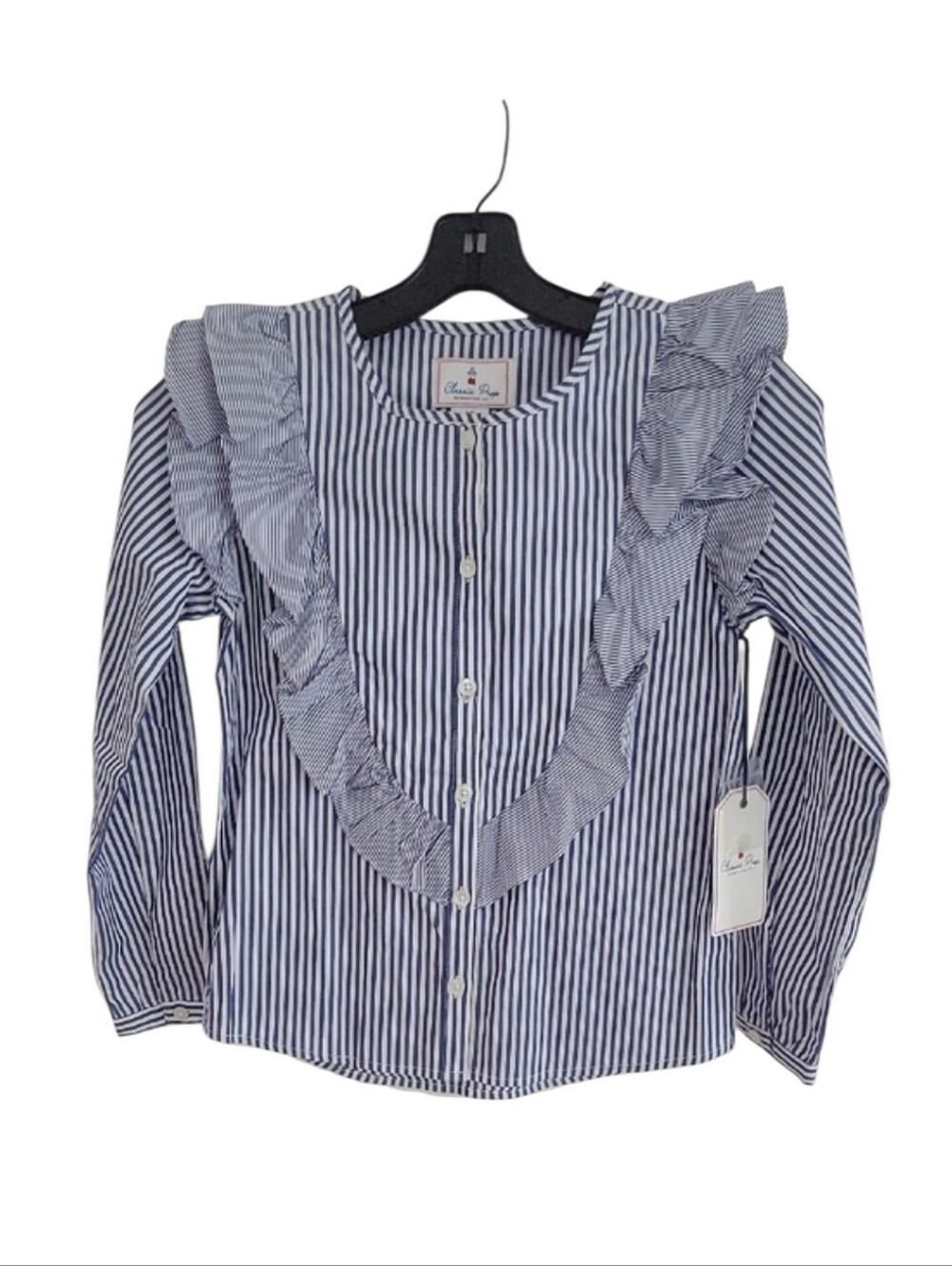 Classic Prep Gemma Top Roman Stripe Navy White NWT Size 10